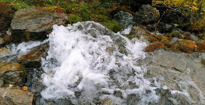 Kristallklares Bergwasser im oberen Abschnitt der Waldemme.